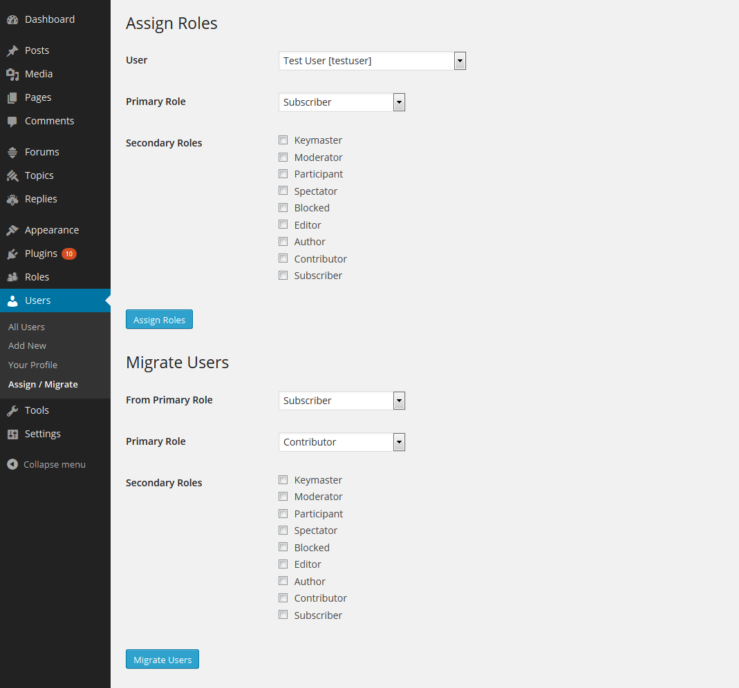 Assign / Migrate users