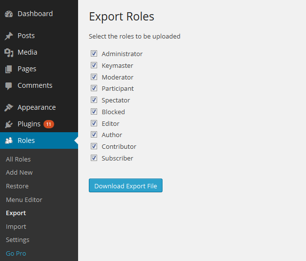 Export roles