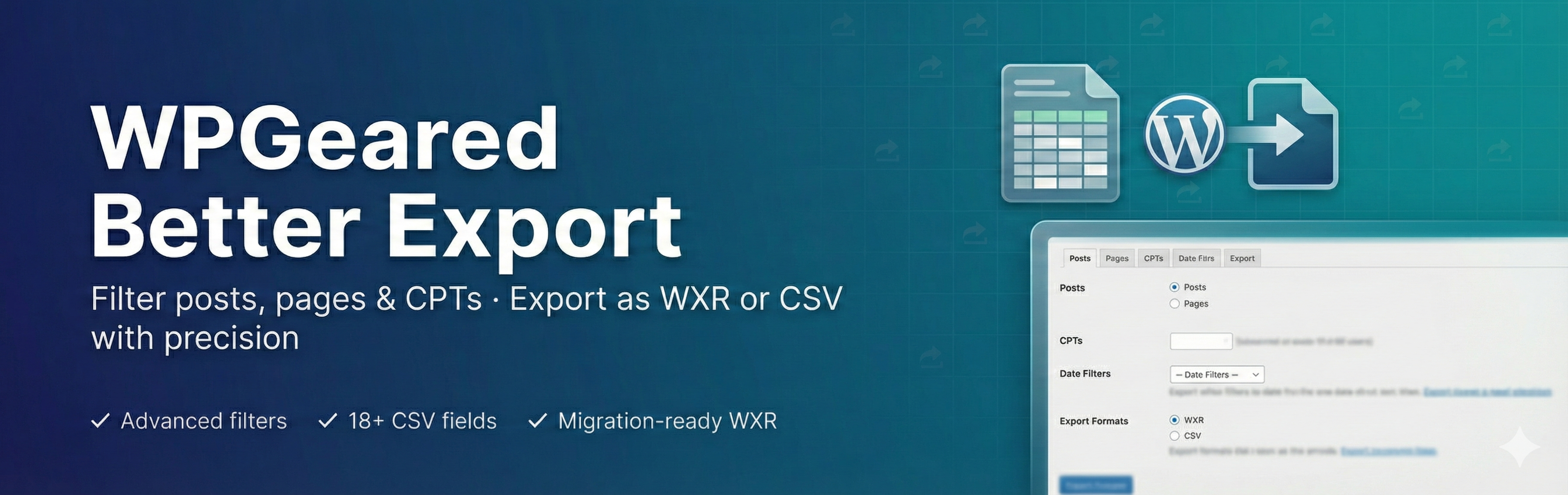 WPGeared Better Export