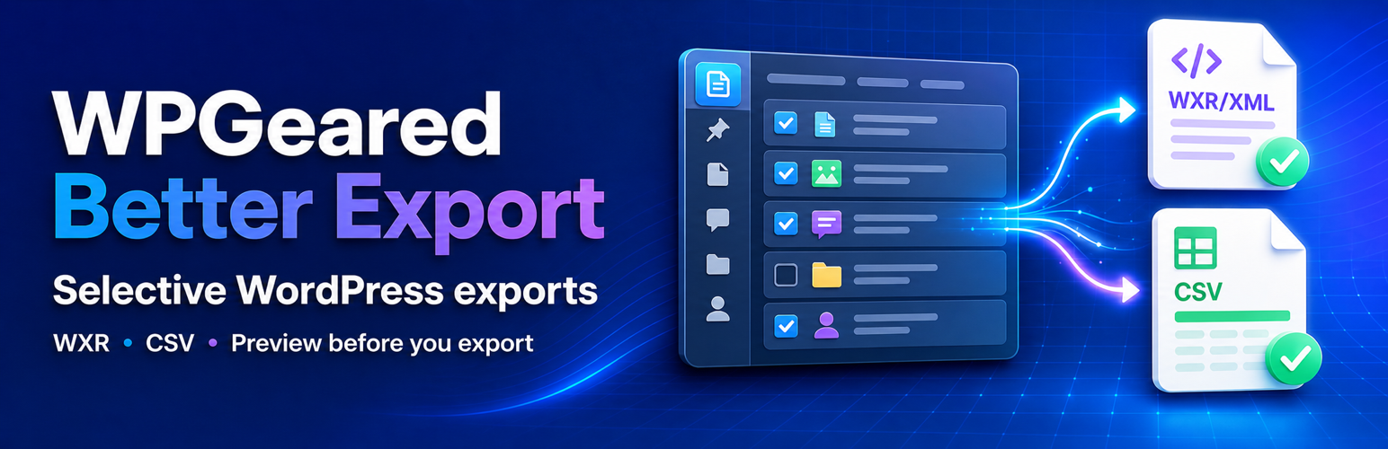 WPGeared Better Export