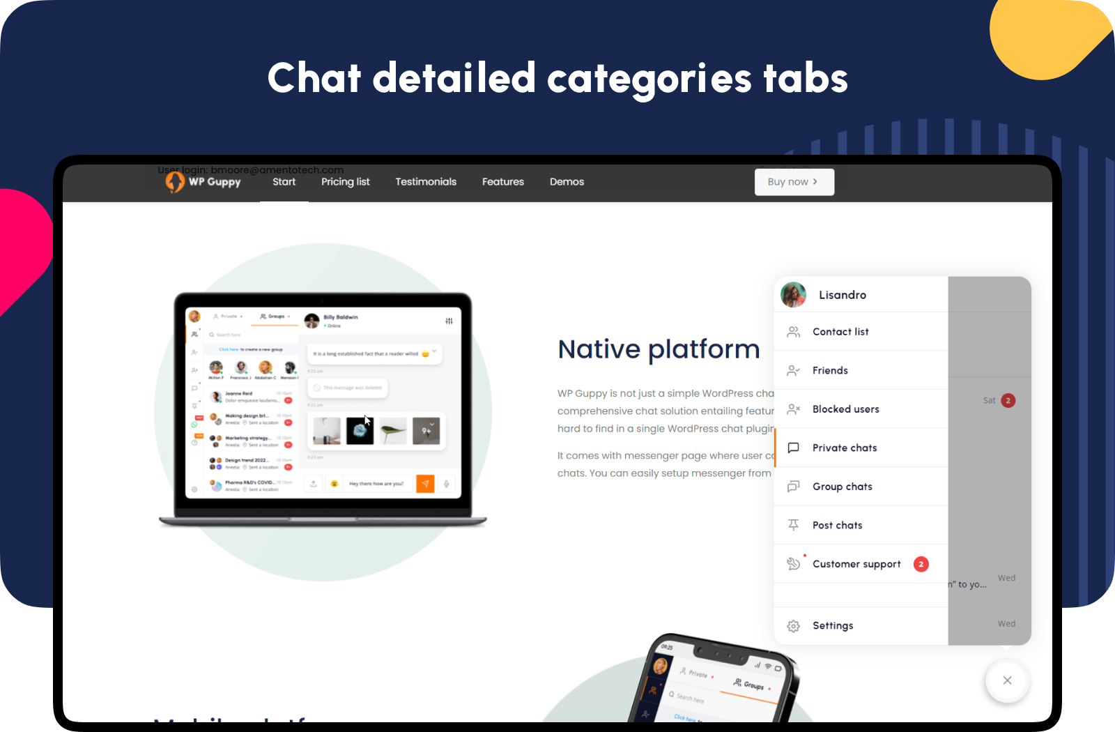 One to one user Chat by WPGuppy - Screenshot 1