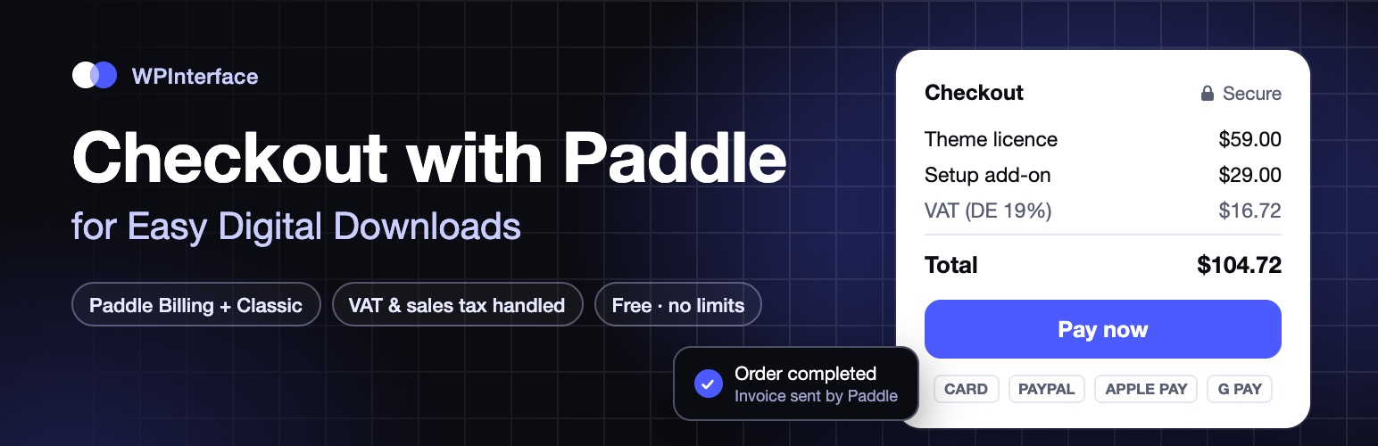 WPInterface Checkout with Paddle for Easy Digital Downloads