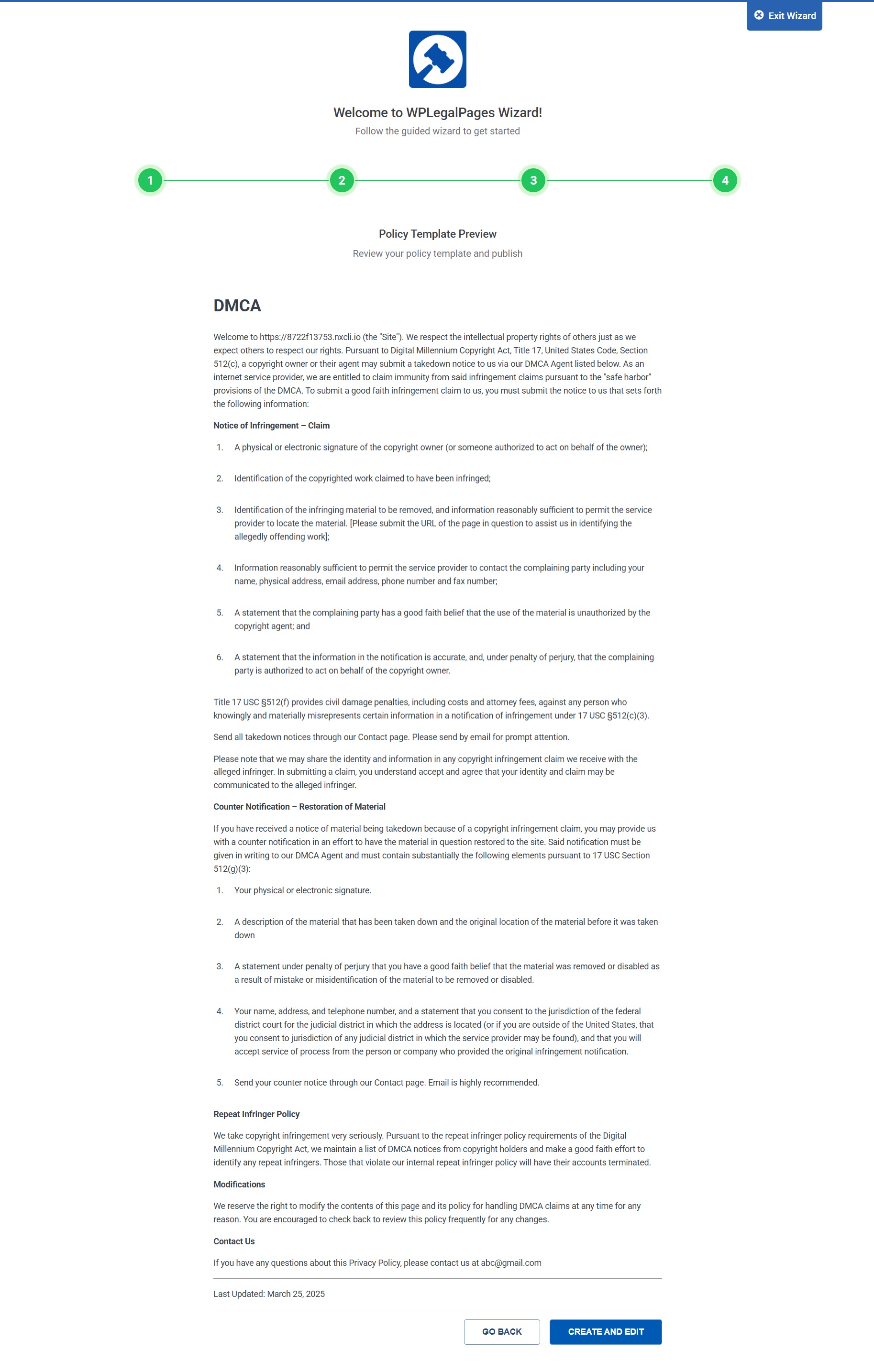 WP Legal Pages Policy Template Preview
