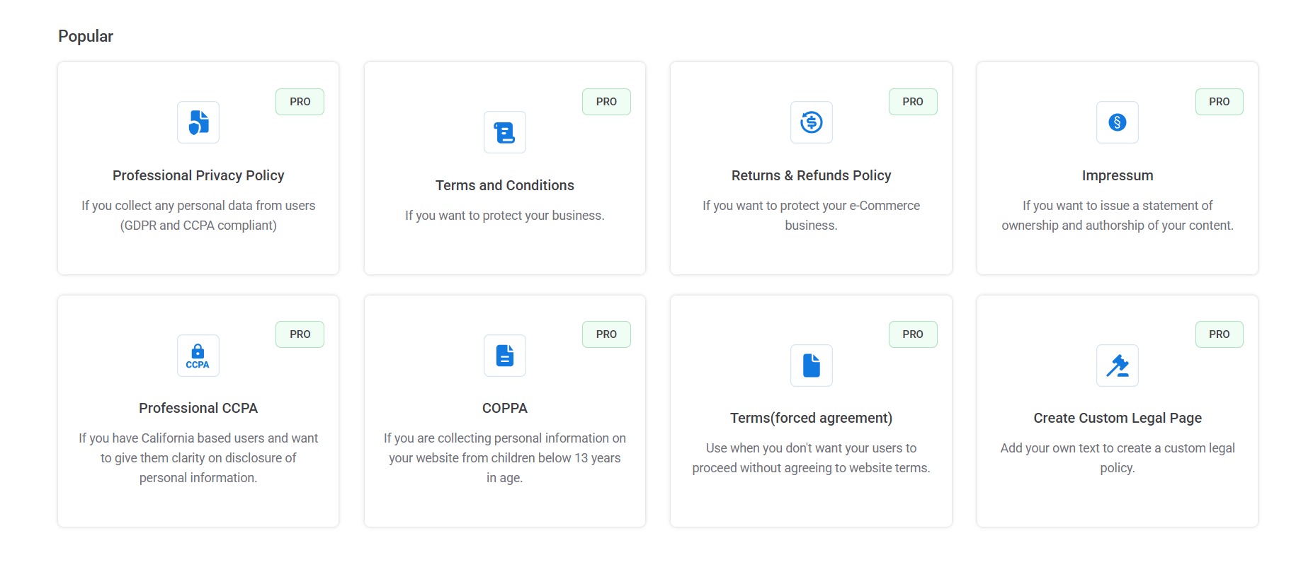 WP Legal Pages Templates