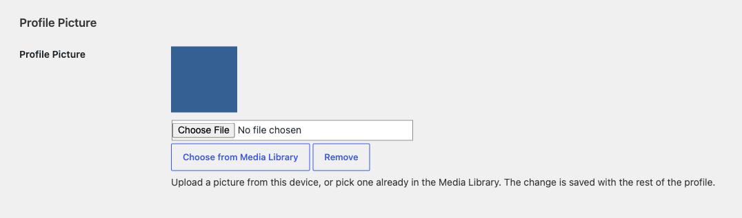 The Profile Picture field at Users > Profile, the first place most people look for it.