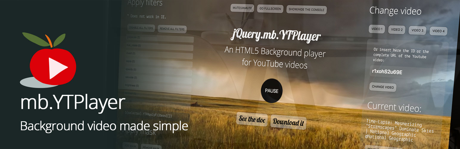 mb.YTPlayer for background videos