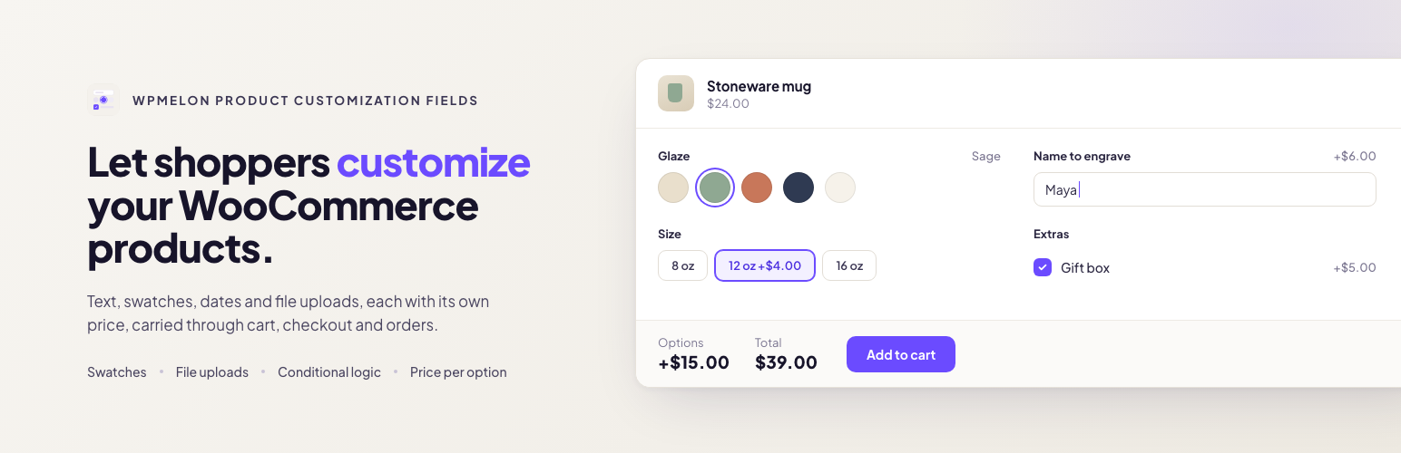 WPMelon Product Customization Fields for WooCommerce