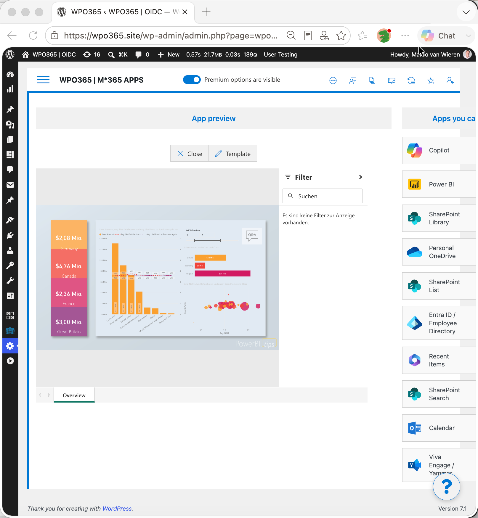 Embed Power BI content in WordPress.