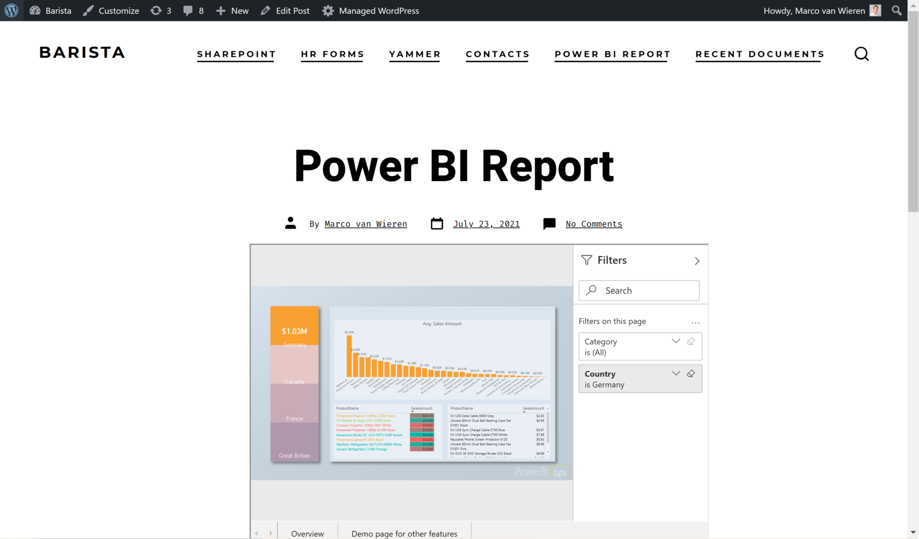 Embedded Power BI for WordPress