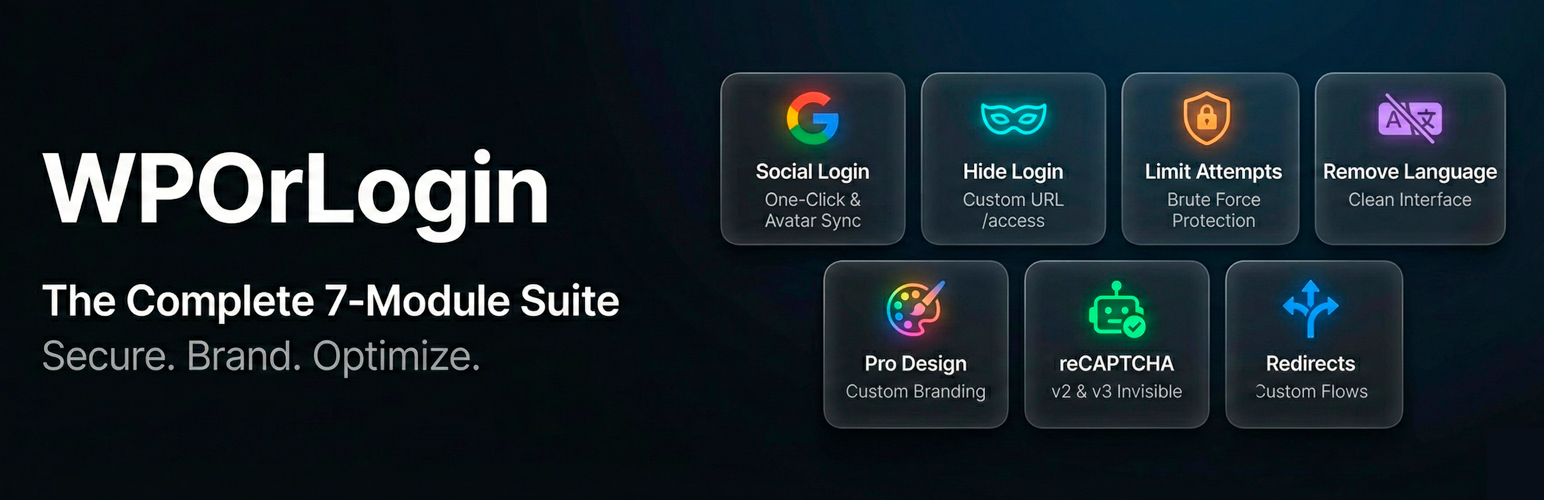 WPOrLogin – Custom Login, Social Login, Limit Attempts, Hide Login & reCAPTCHA