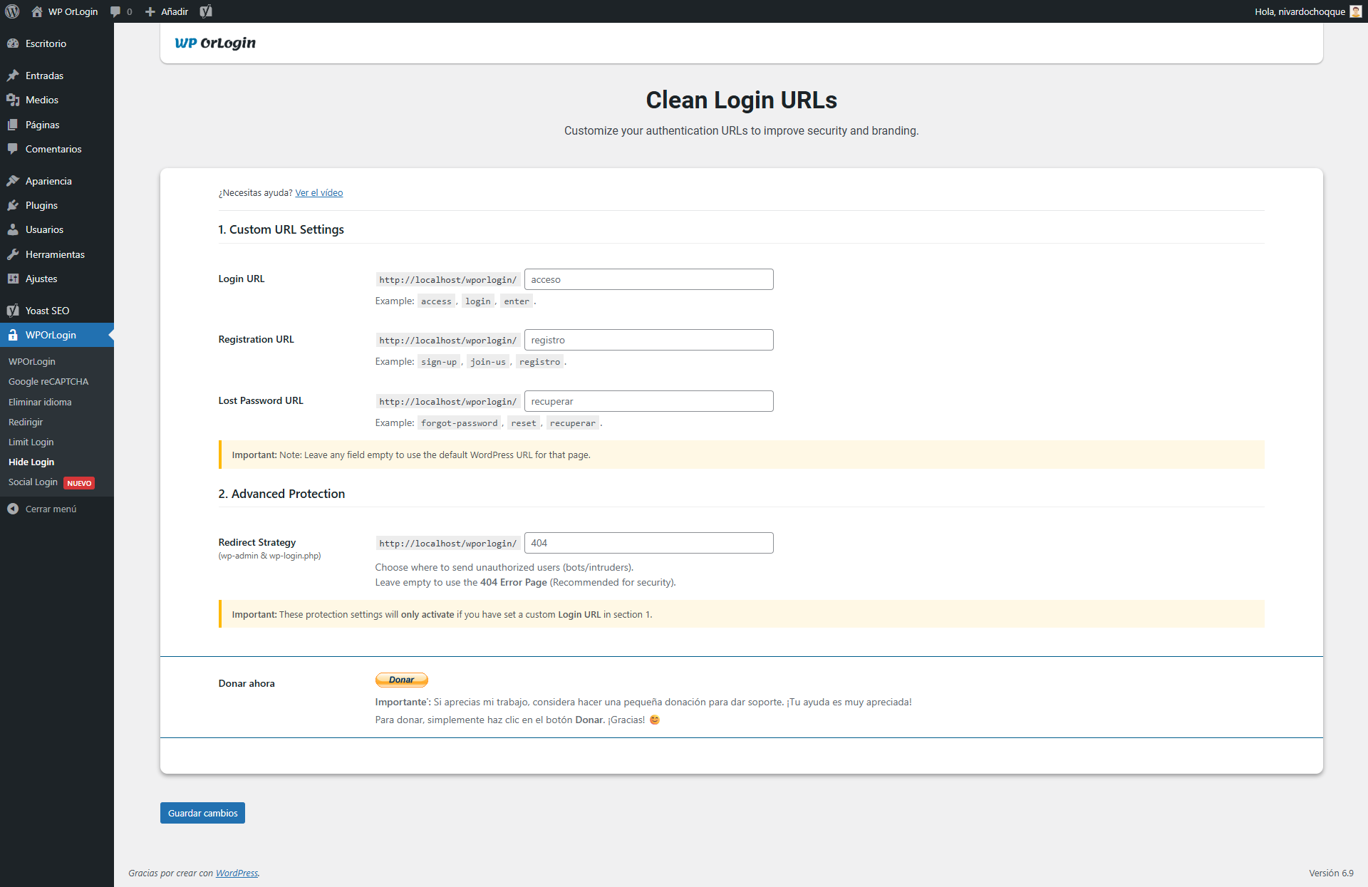 Module: Hide Login (Custom URLs)