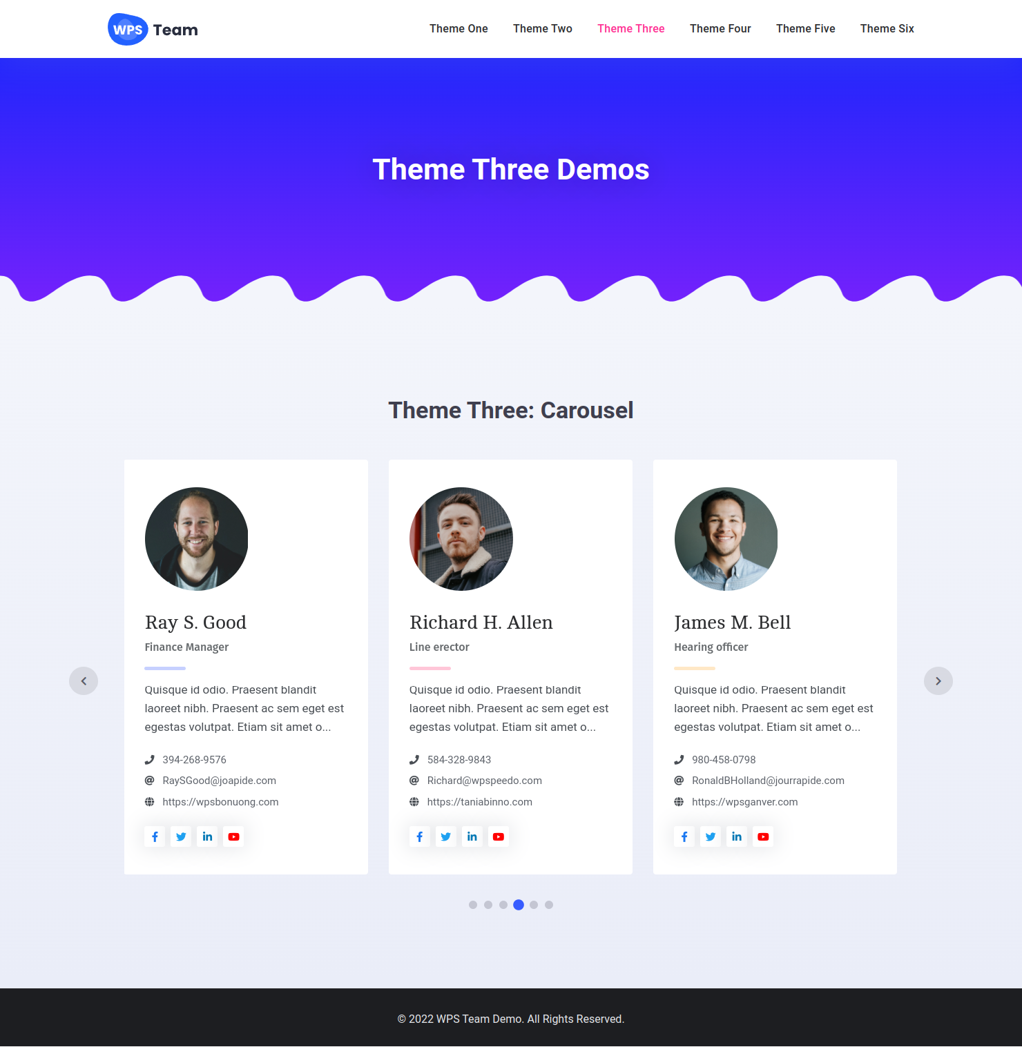 WPS Team Members - Theme Three Carousel