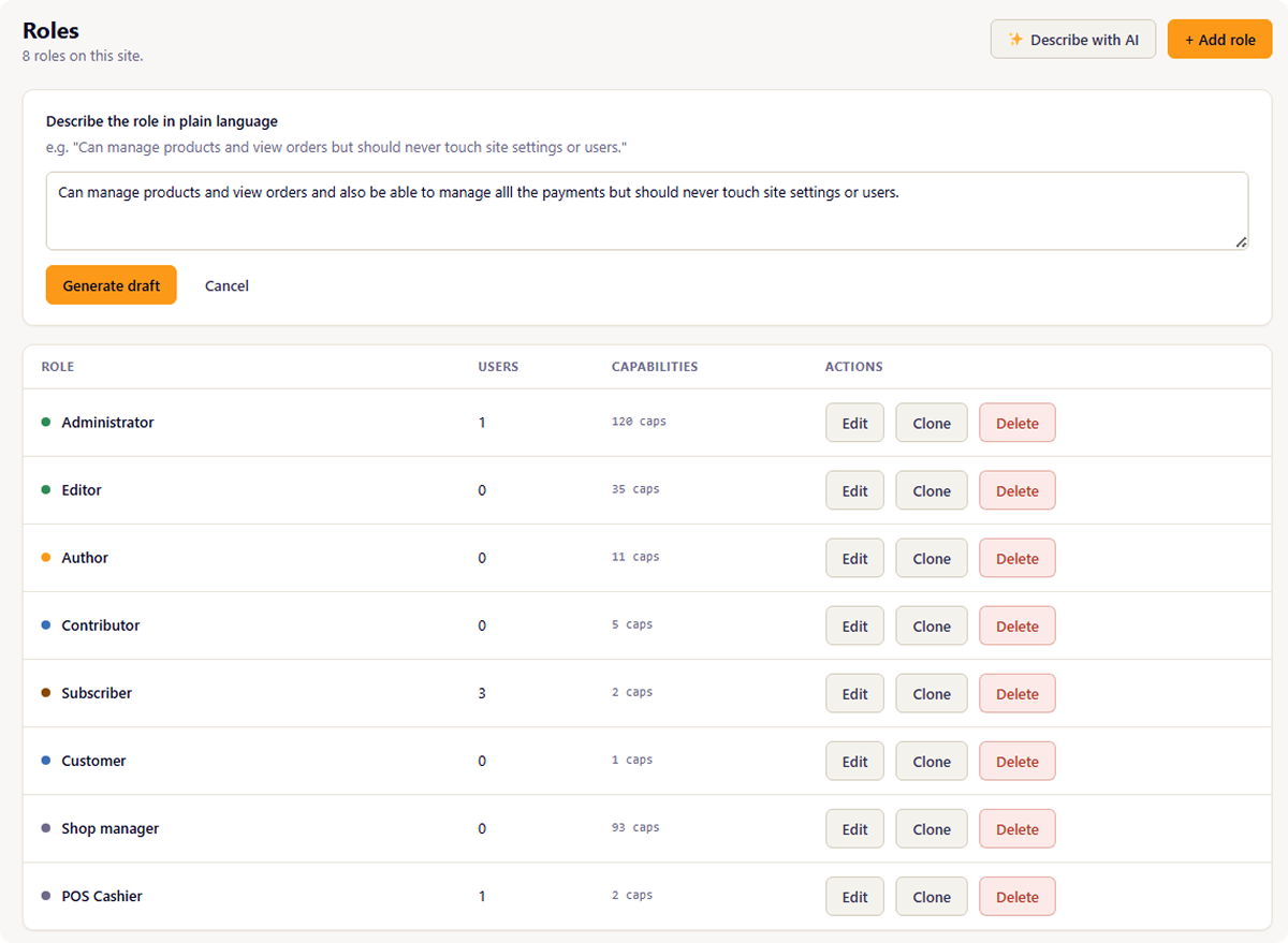 Visual capability matrix editor