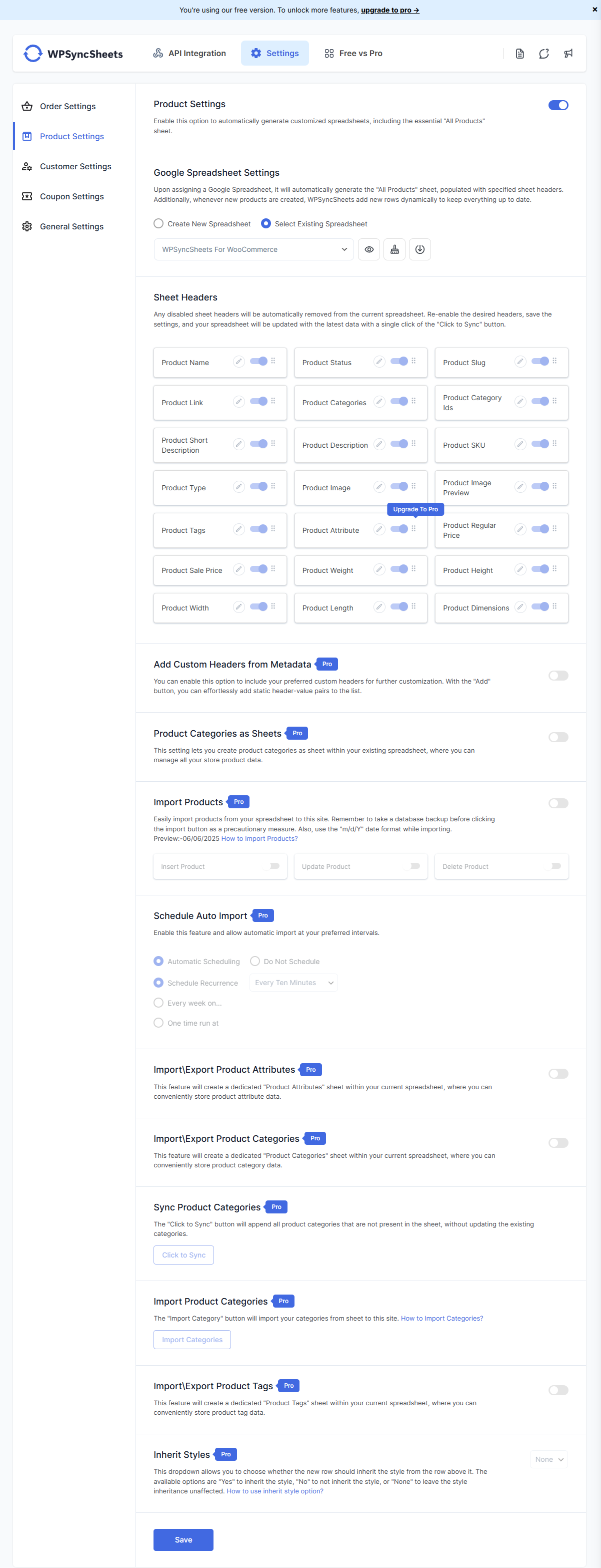 WooCommerce Product Export Settings