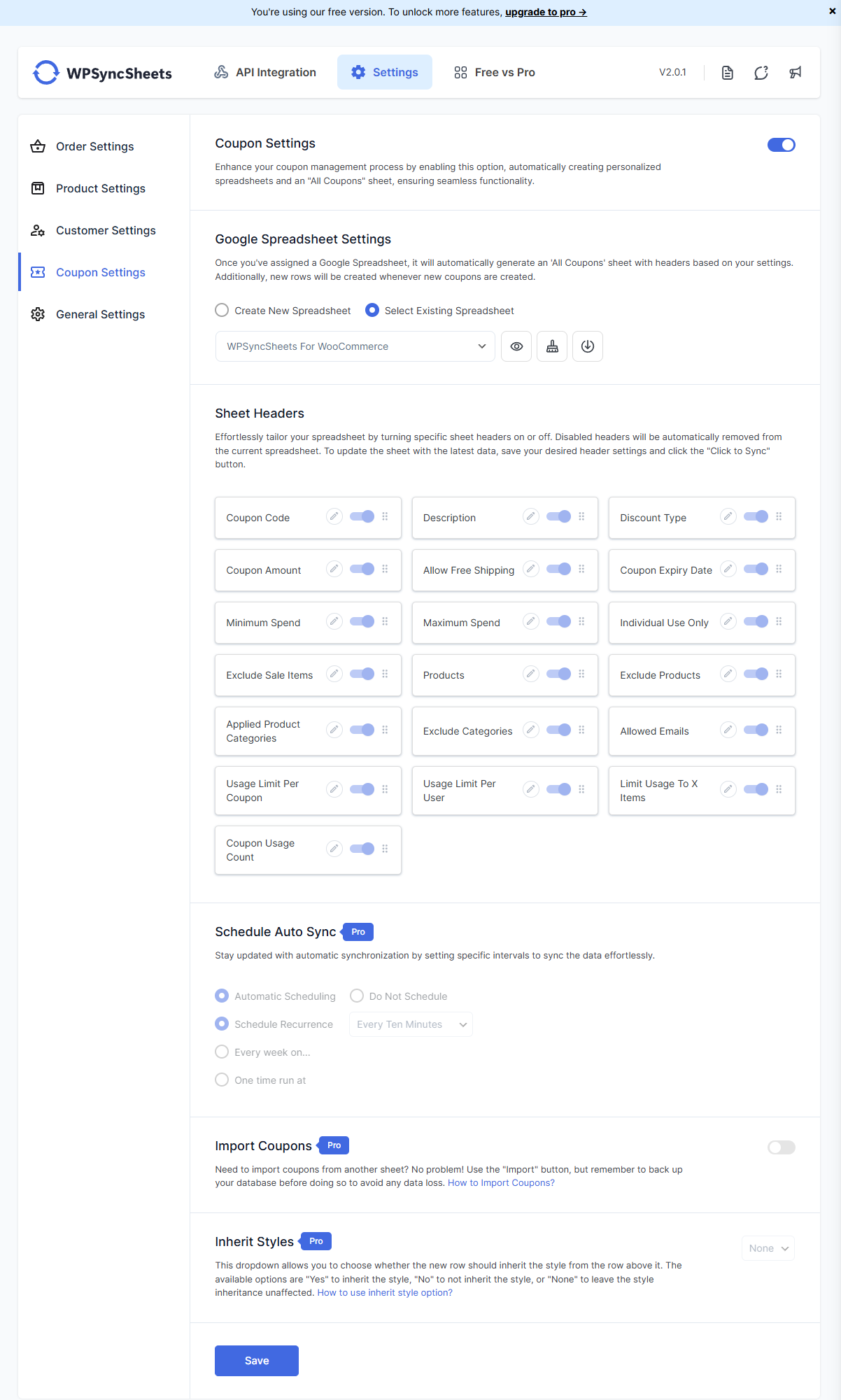 WooCommerce Coupon Export Settings