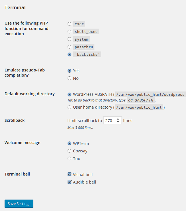 Settings (terminal).