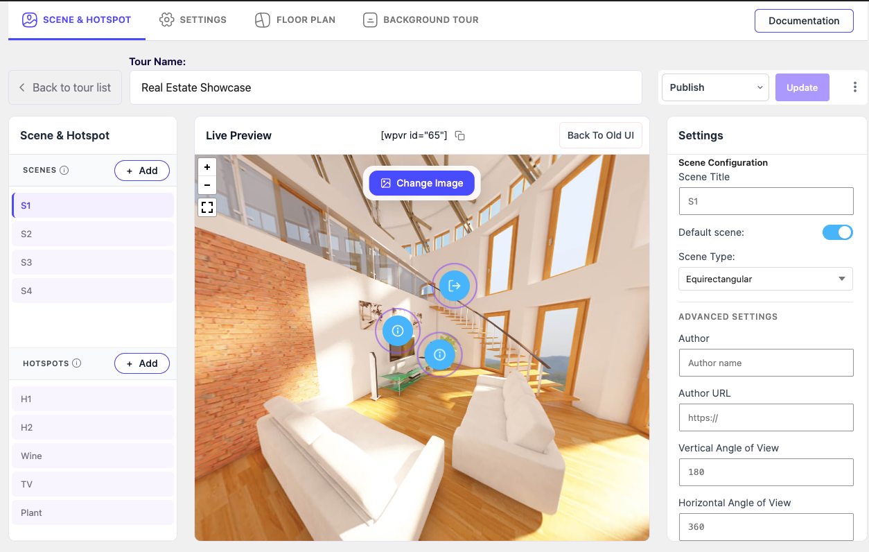 Create 360° Virtual Tours with Scenes & Hotspots