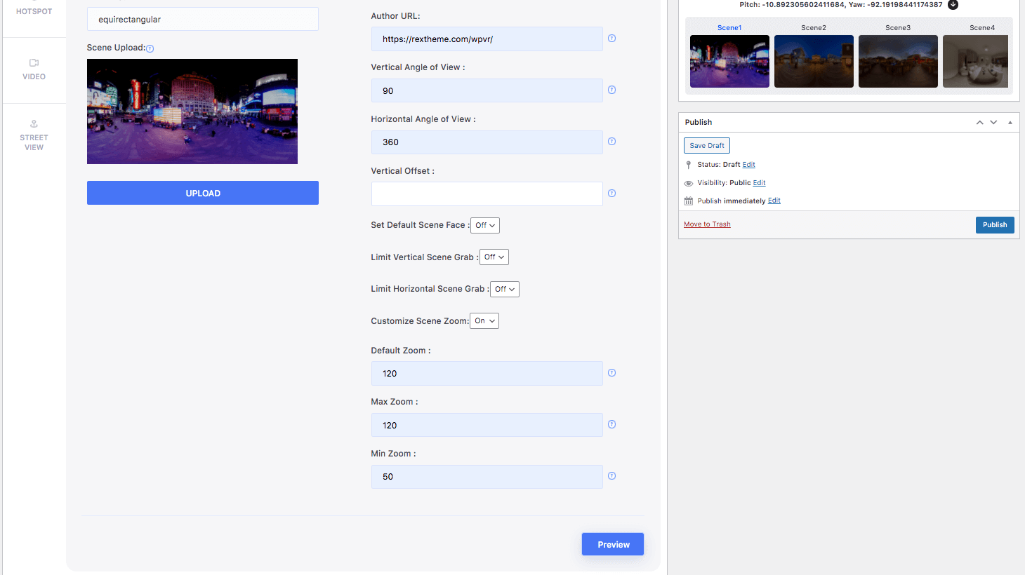 360 Image Advanced Settings