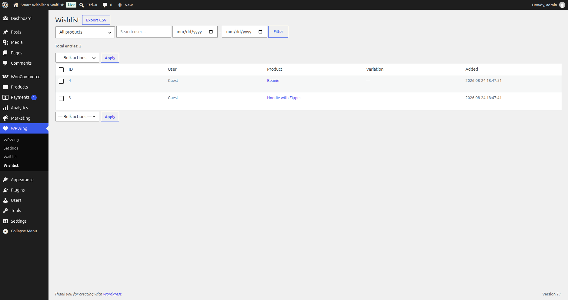 WPWing Smart Wishlist &amp; Product Waitlist for WooCommerce