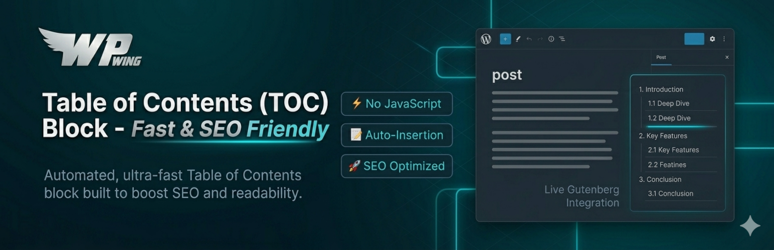 WordPress 外掛 Table of Contents (TOC) Block – Fast & SEO Friendly 的封面圖片