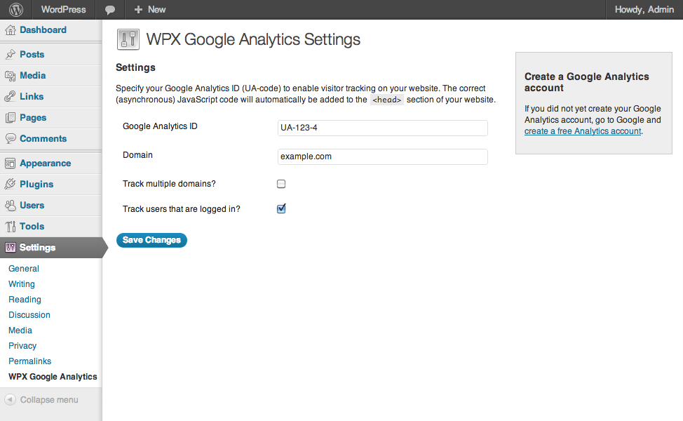 Google Analytics Settings