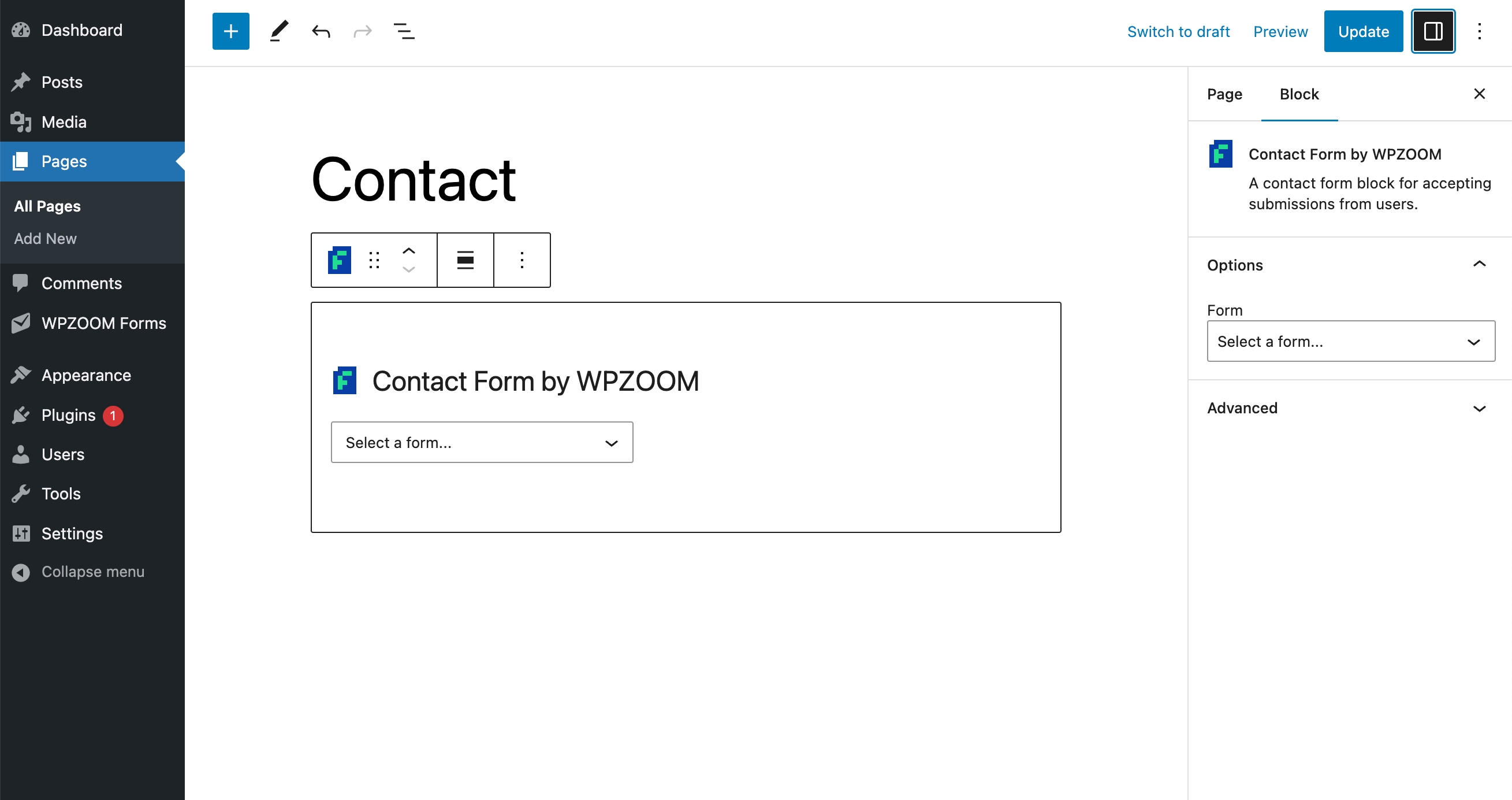 Add a form in a page