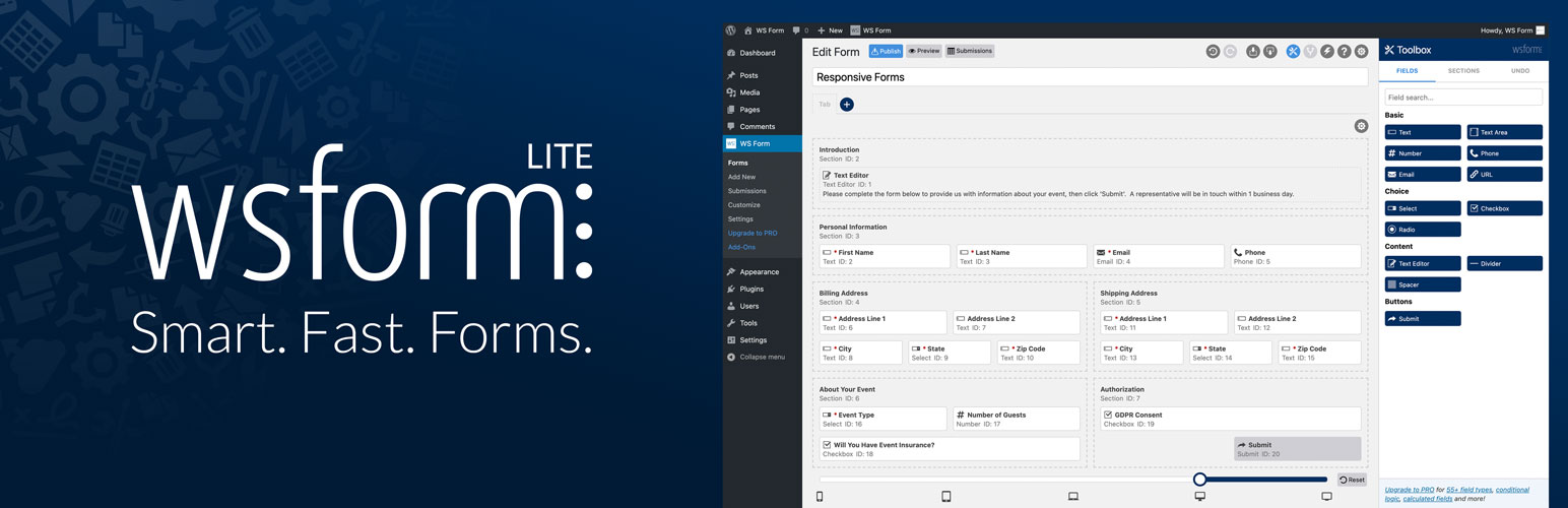 WordPress 外掛 WS Form LITE – Drag & Drop Contact Form Builder for WordPress 的封面圖片。