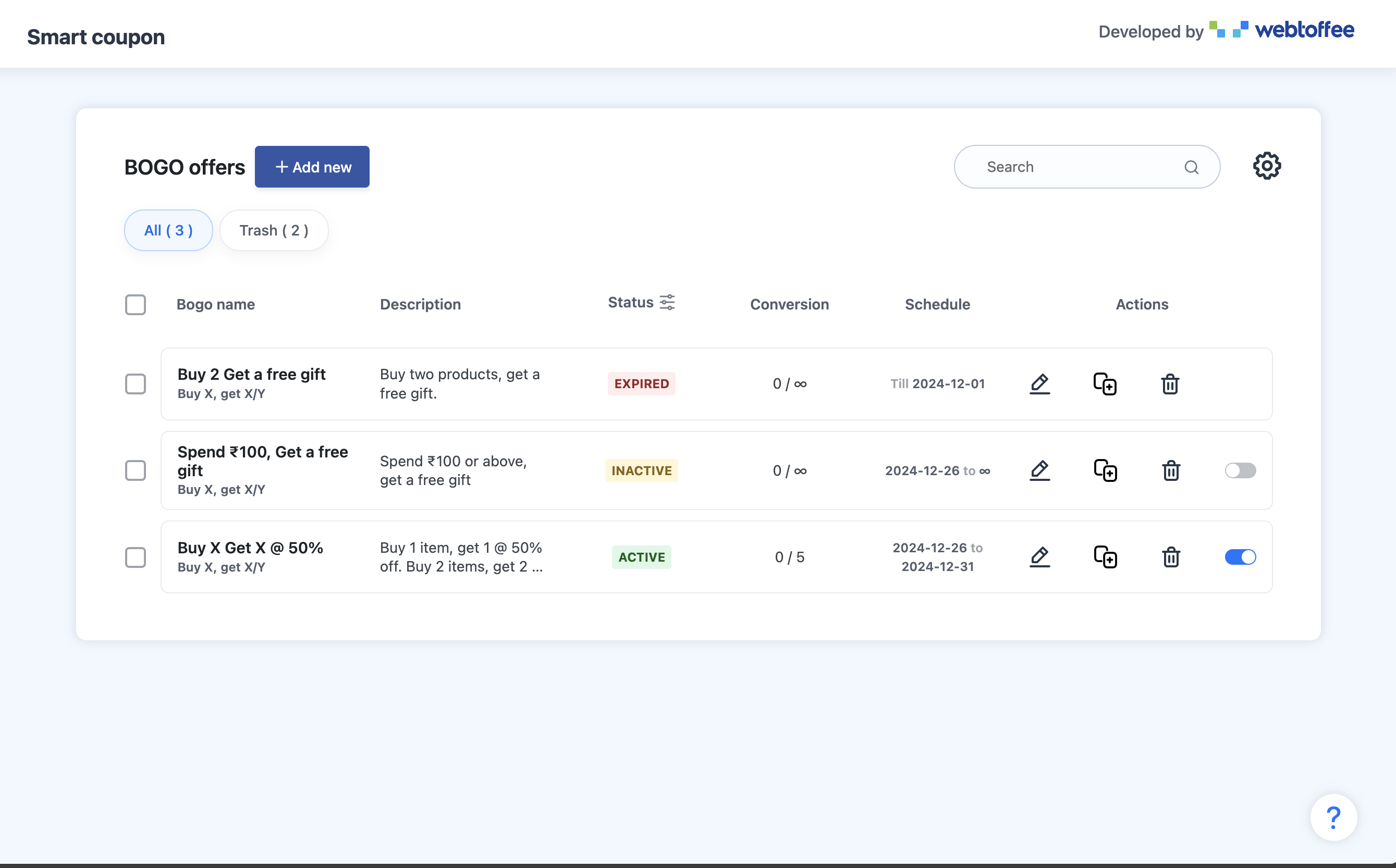 Manage BOGO offers from a single dashboard