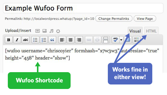 Usage of shortcode example