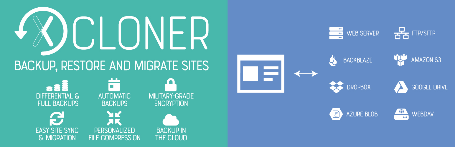 Product image for Backup, Restore and Migrate WordPress Sites With the XCloner Plugin.