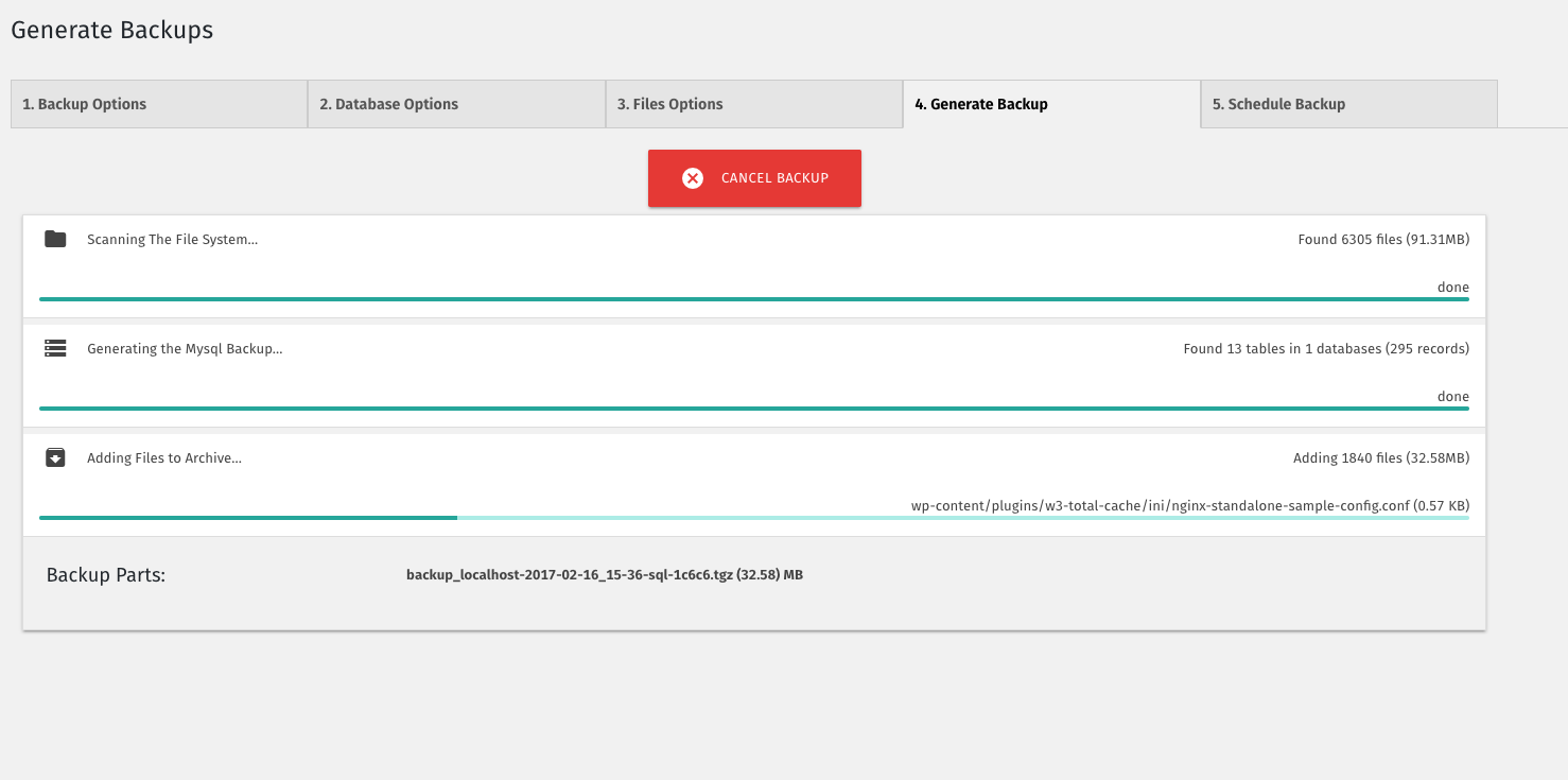 Generate Backup Process