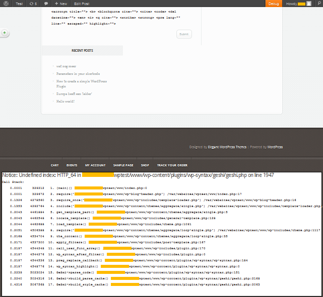 This screen shot shows how the output of the plugin looks like. Please note that the output will be displayed on the bottom of your website