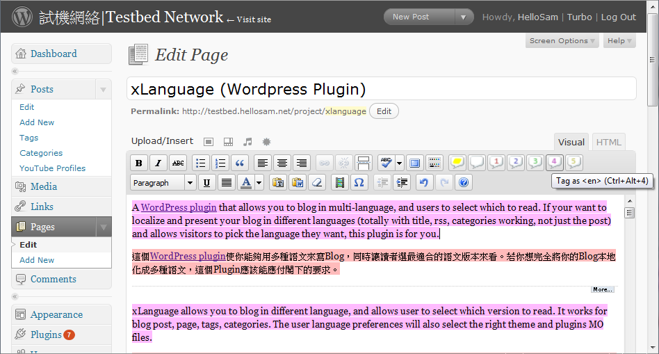 Posting with xLanguage under WordPress 2.7