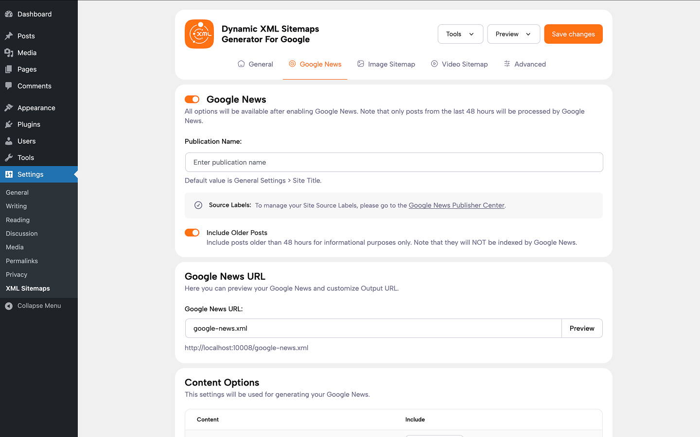 Google News Settings