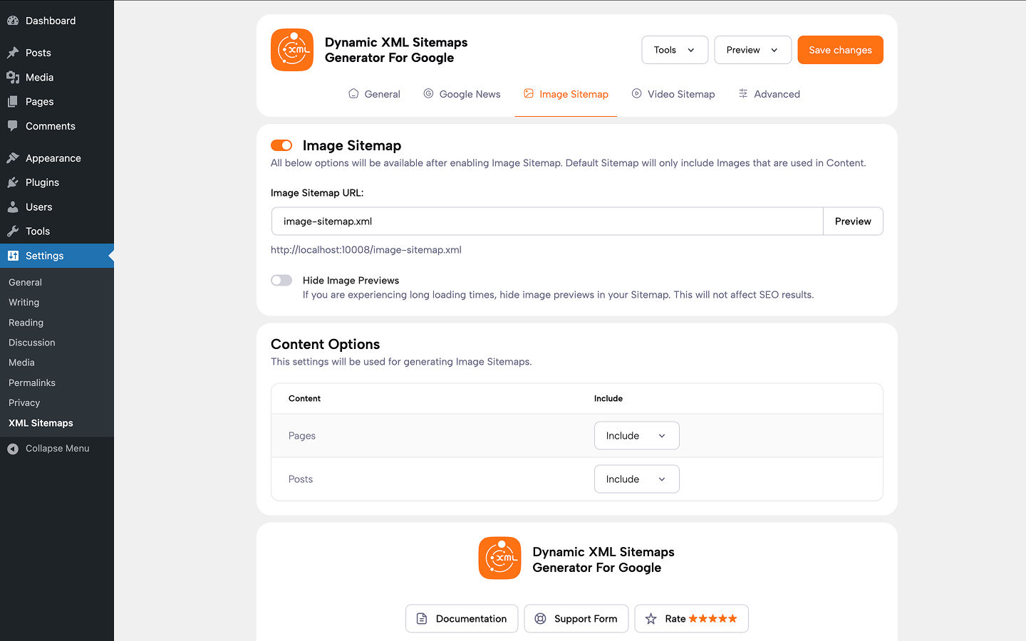 Image Sitemap Settings