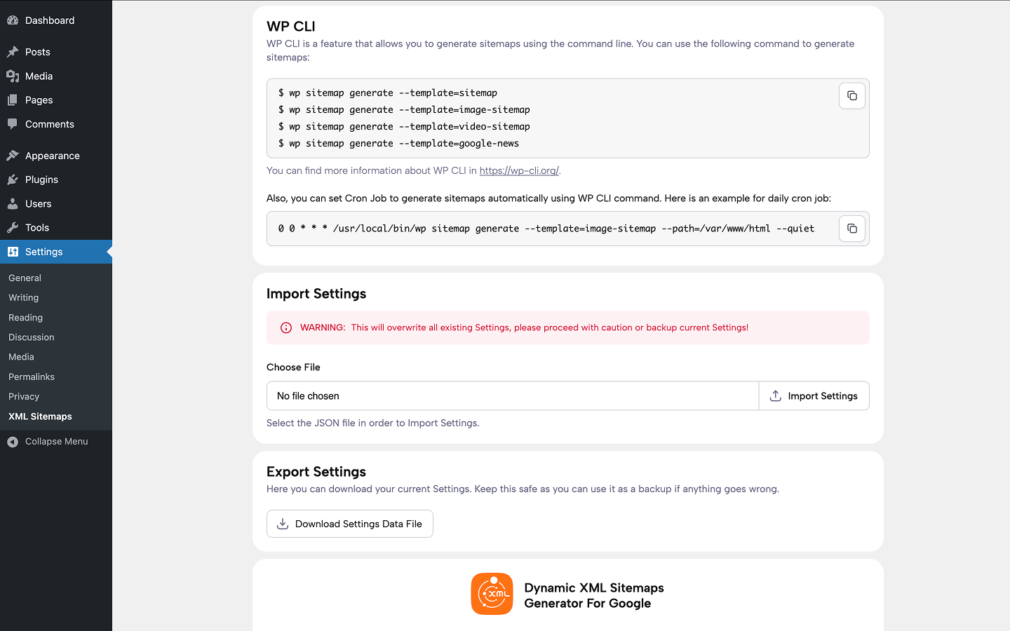 WP CLI &amp; Import/Export Tools