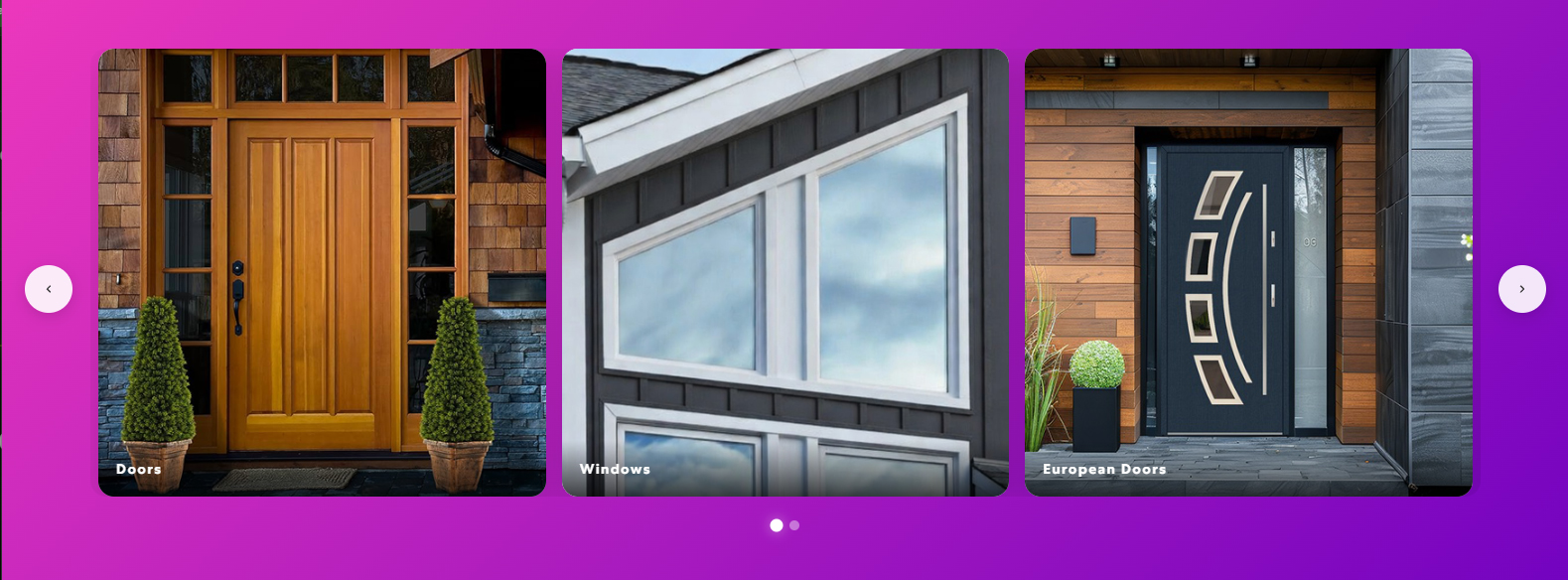 Cool layout — card-based slider with gradient background and pagination dots