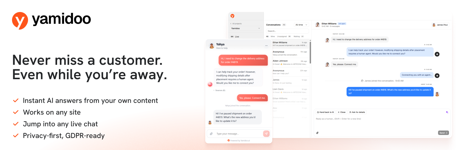 WordPress 外掛 Yamidoo – AI Support Chat 的封面圖片