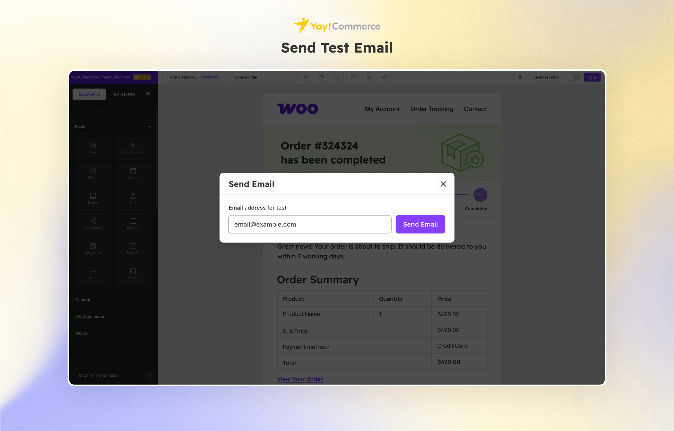 One-click to send a test email to your email address