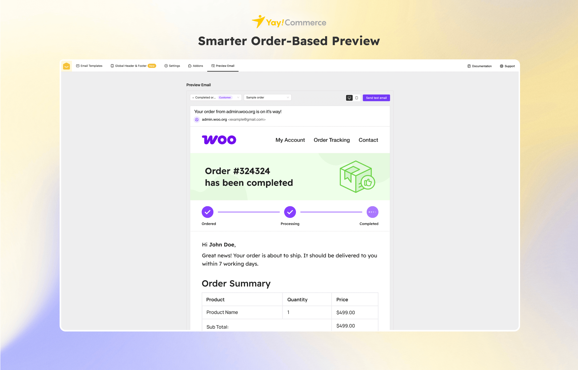 Accurately preview your emails using actual WooCommerce order data