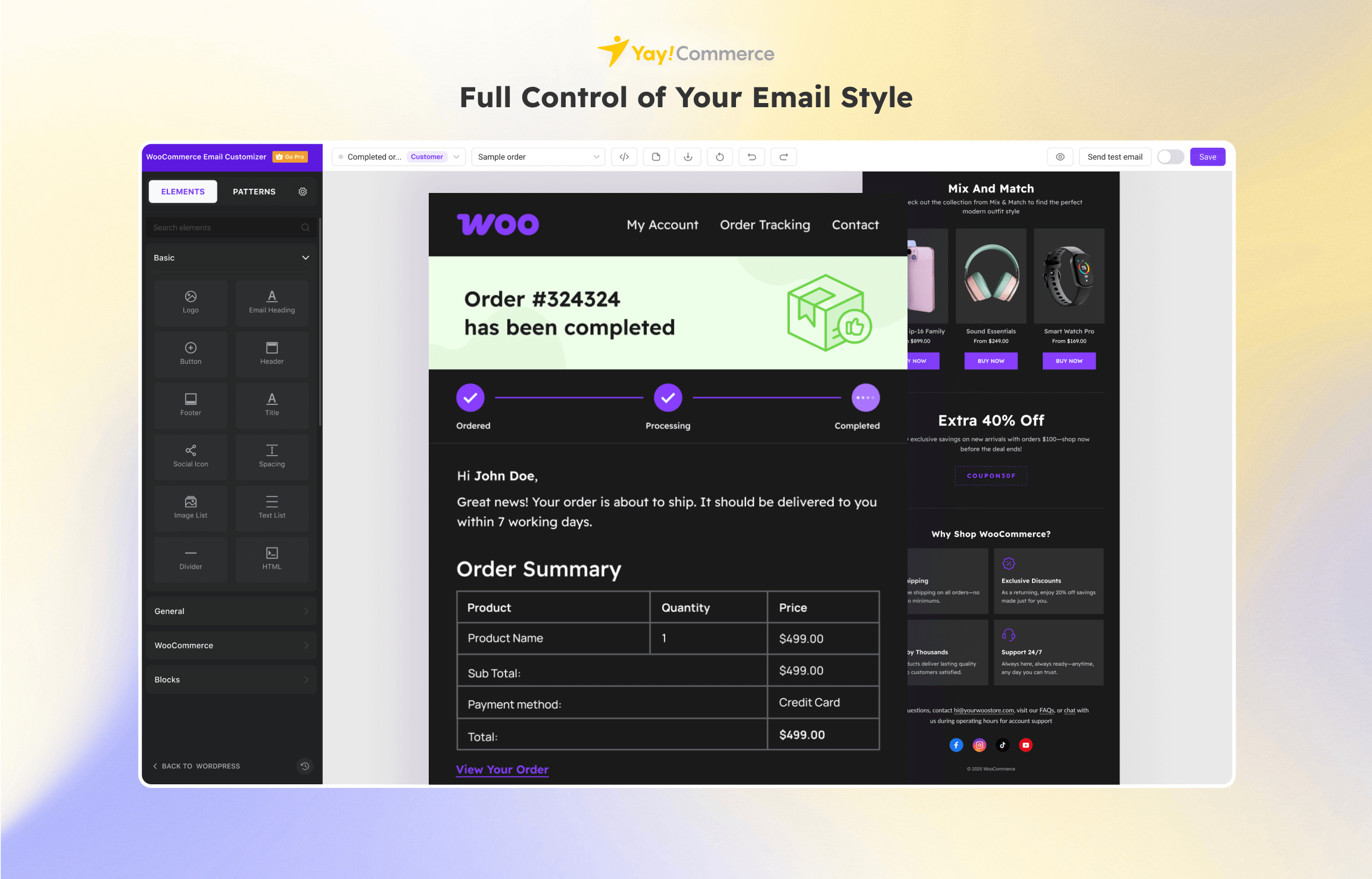 Break free from default WooCommerce styles, go bold with dark theme email templates