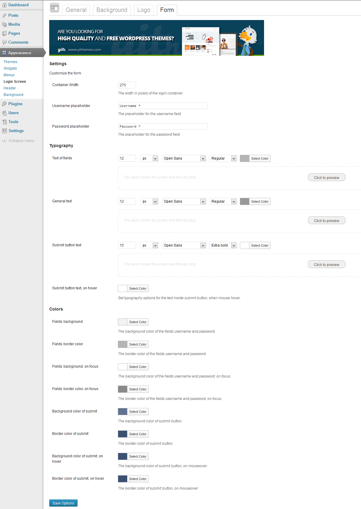 The general settings