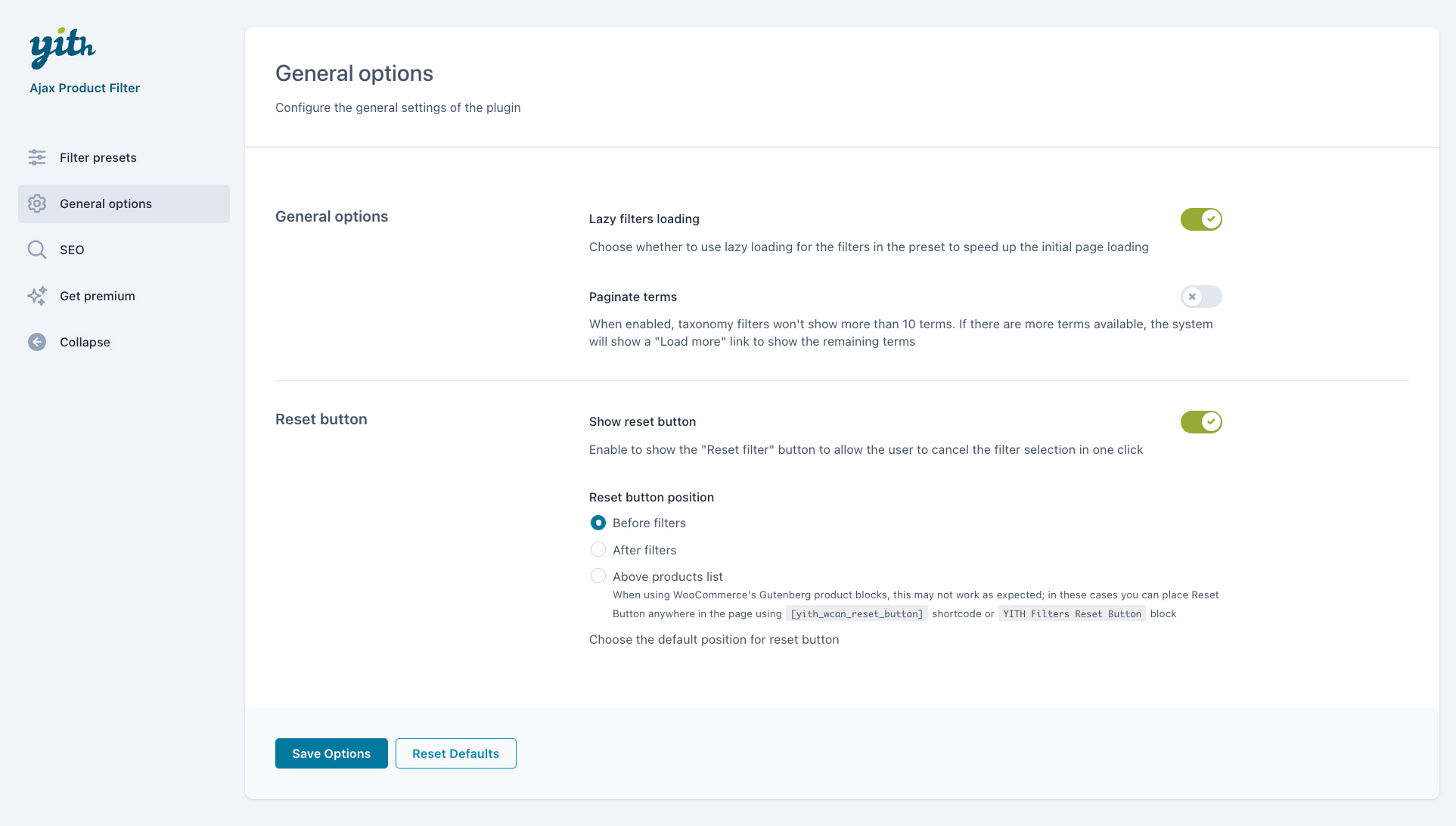 Admin - General settings