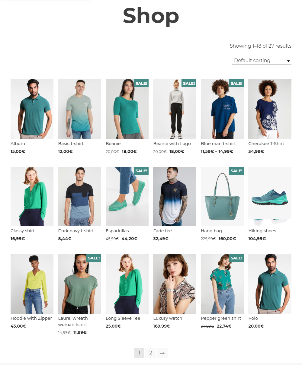 <p>This image shows the shop page as it appears when WooCommerce "Add to Cart" button is hidden and WooCommerce Cart and Checkout page are deactivated.</p>