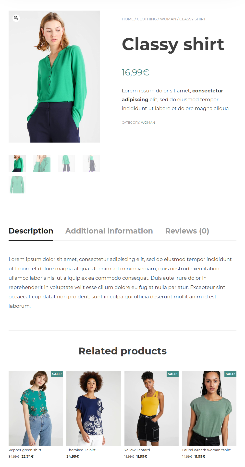 <p>This image shows WooCommerce product detail page as it appears when WooCommerce 