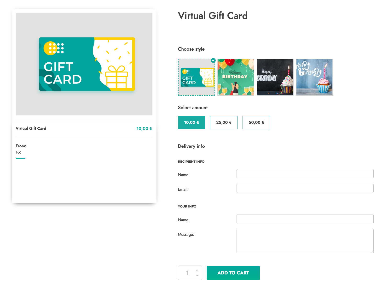 Allow users to customize the gift card.