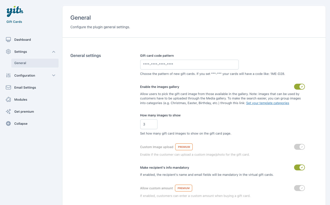 Manage the different plugin settings.