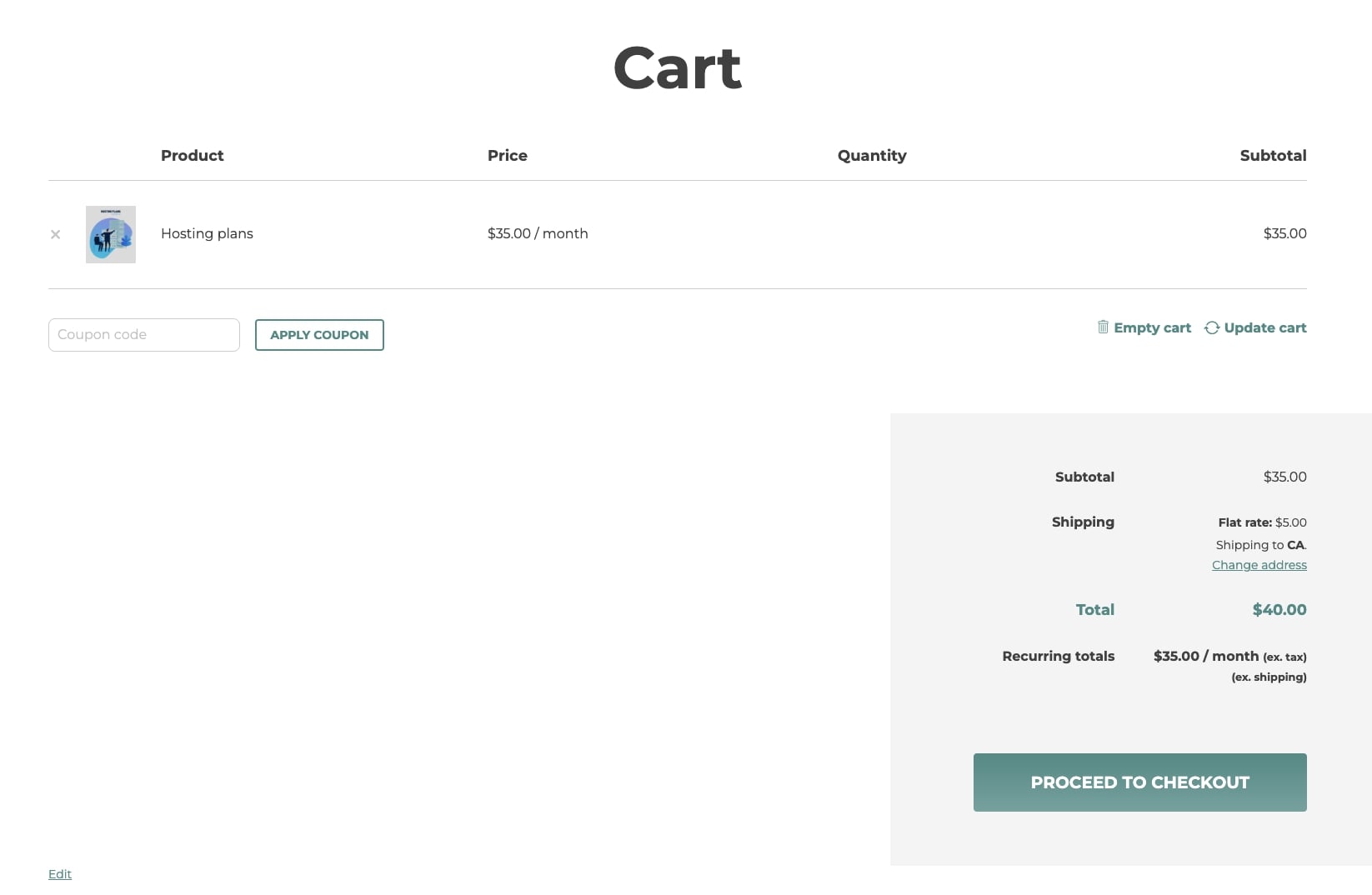 Cart page