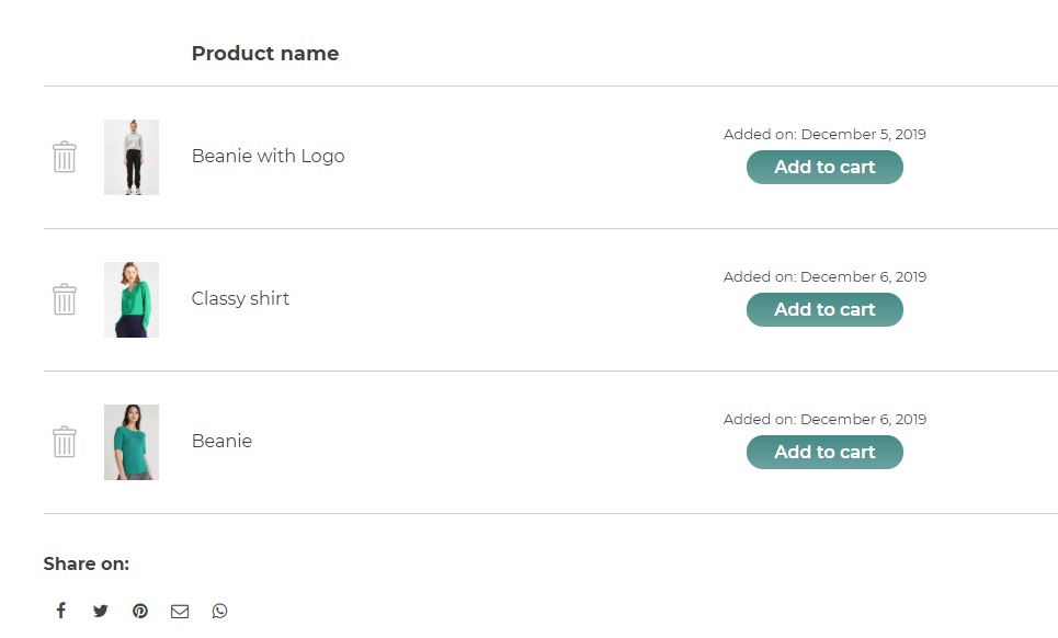 Show the date when the product has been added to the wishlist (only for logged-in users)