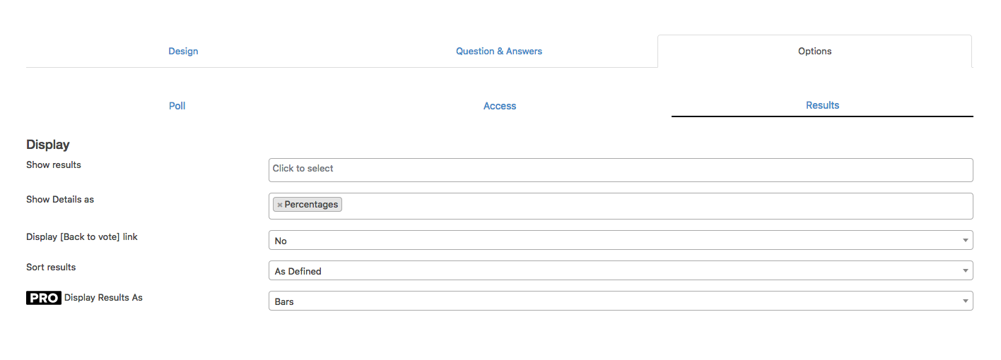 Define Poll Results Settings
